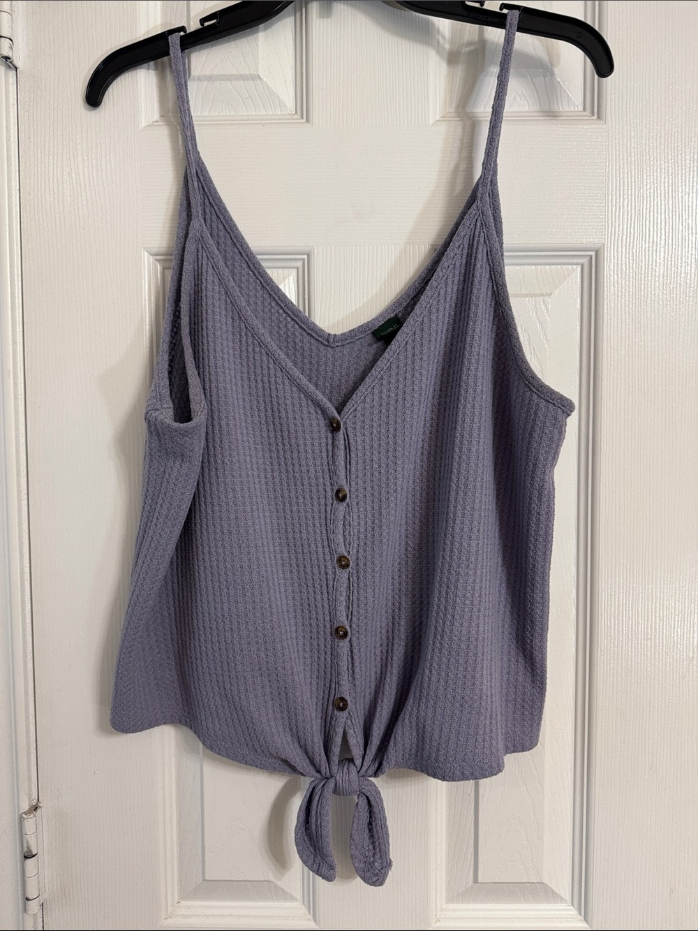 Lavender Button-Tie Waffle Knit Camisole